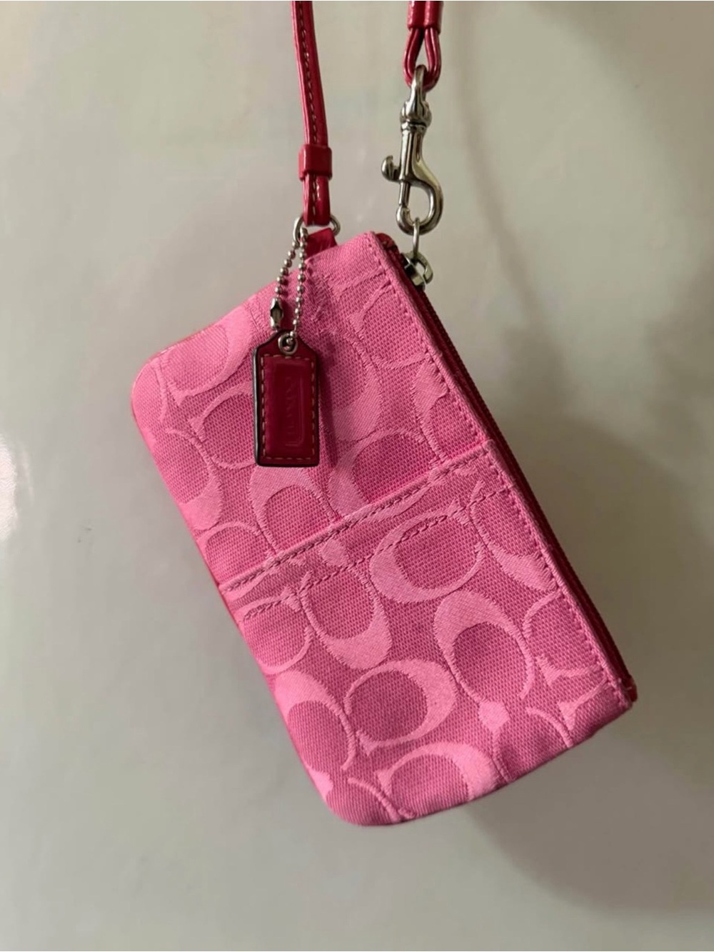 Y2K Coach Pink Signature Wristlet
